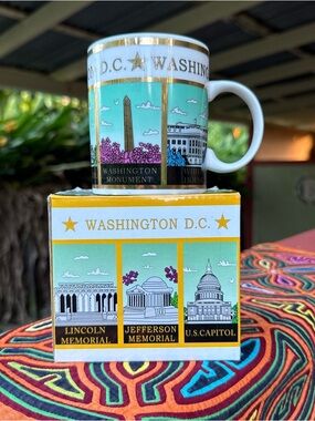 Washington DC Landmarks Coffee Mug With Box Lincoln Jefferson Capitol